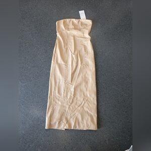 Zara Strapless Cream Veagen Leather Dress Size Medium NWT